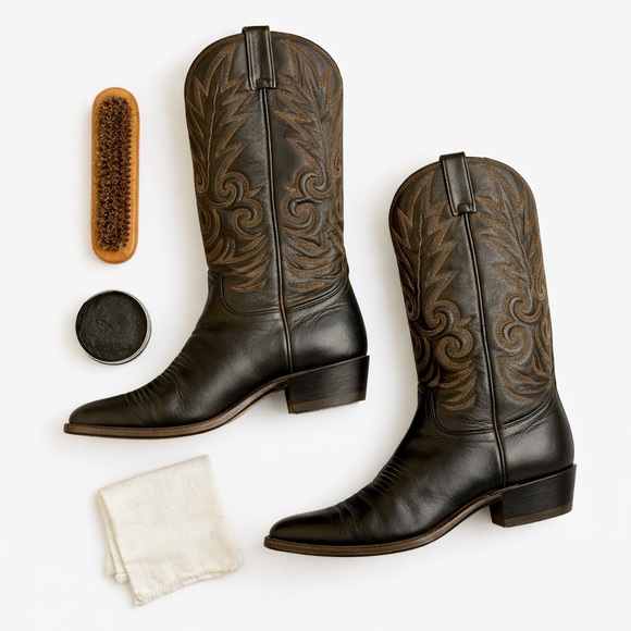 Dan Post Vintage Black Leather Western Cowboy Boots Men’s Size 8 USA Made in EUC - Picture 15 of 15